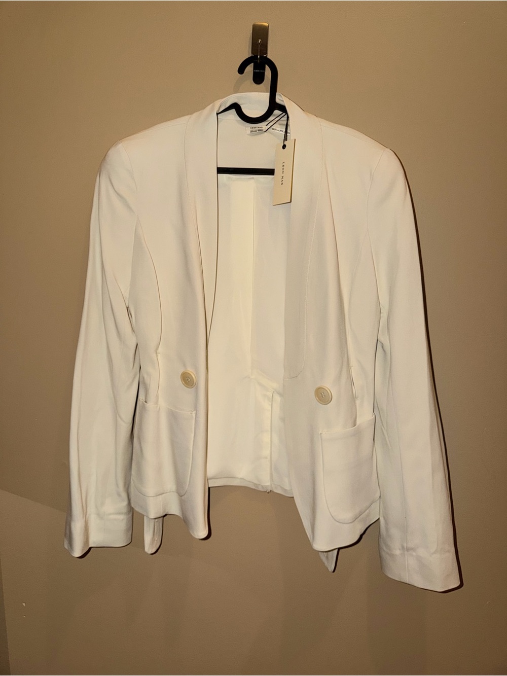 Max Studio White Open Front Blazer Jacket